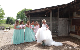 The bride surprises and reveals the look of the to her best friends in the entire world.