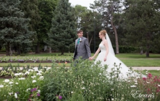 The bride and groom cascade so elegantly through this beautiful garden that brings a perfect close to their amazing day.