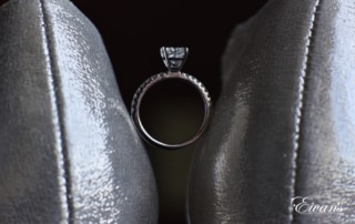 The bride's ring is placed between the bride's heels showing her love.