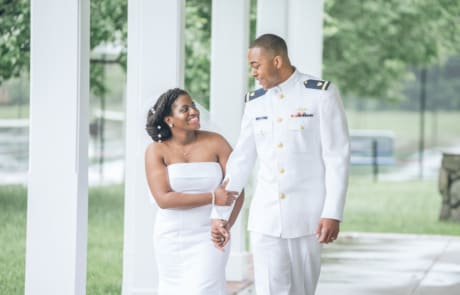 newlyweds walking and holding hands, richmond wedding photographer availability