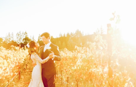 newlyweds dancing in a field of flowers, san francisco wedding photographer portfolio