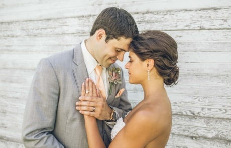 newlyweds foreheads touch, photographed by Eivan's in Pittsburgh