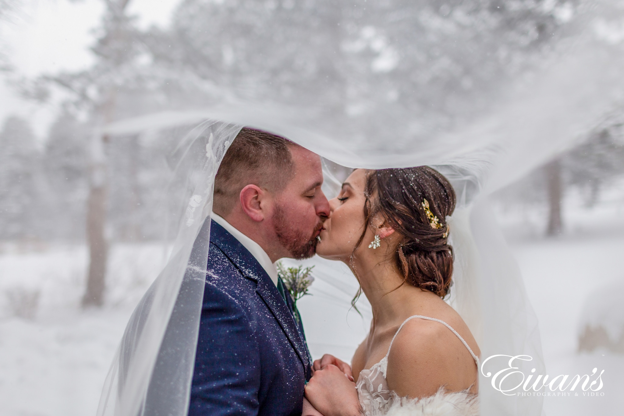 image of a bride and groom kissing