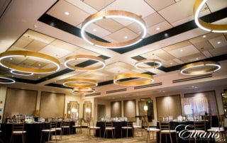 ants-eye image of a wedding reception