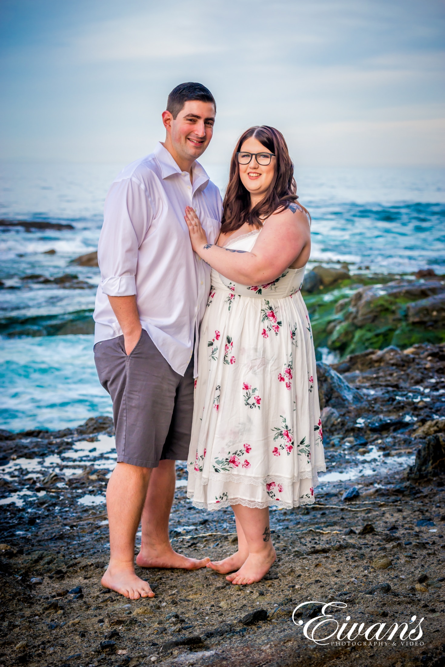 image of engaged couple at the beach