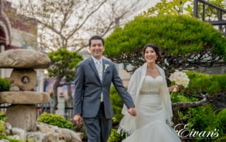 image of a married couple walking outside