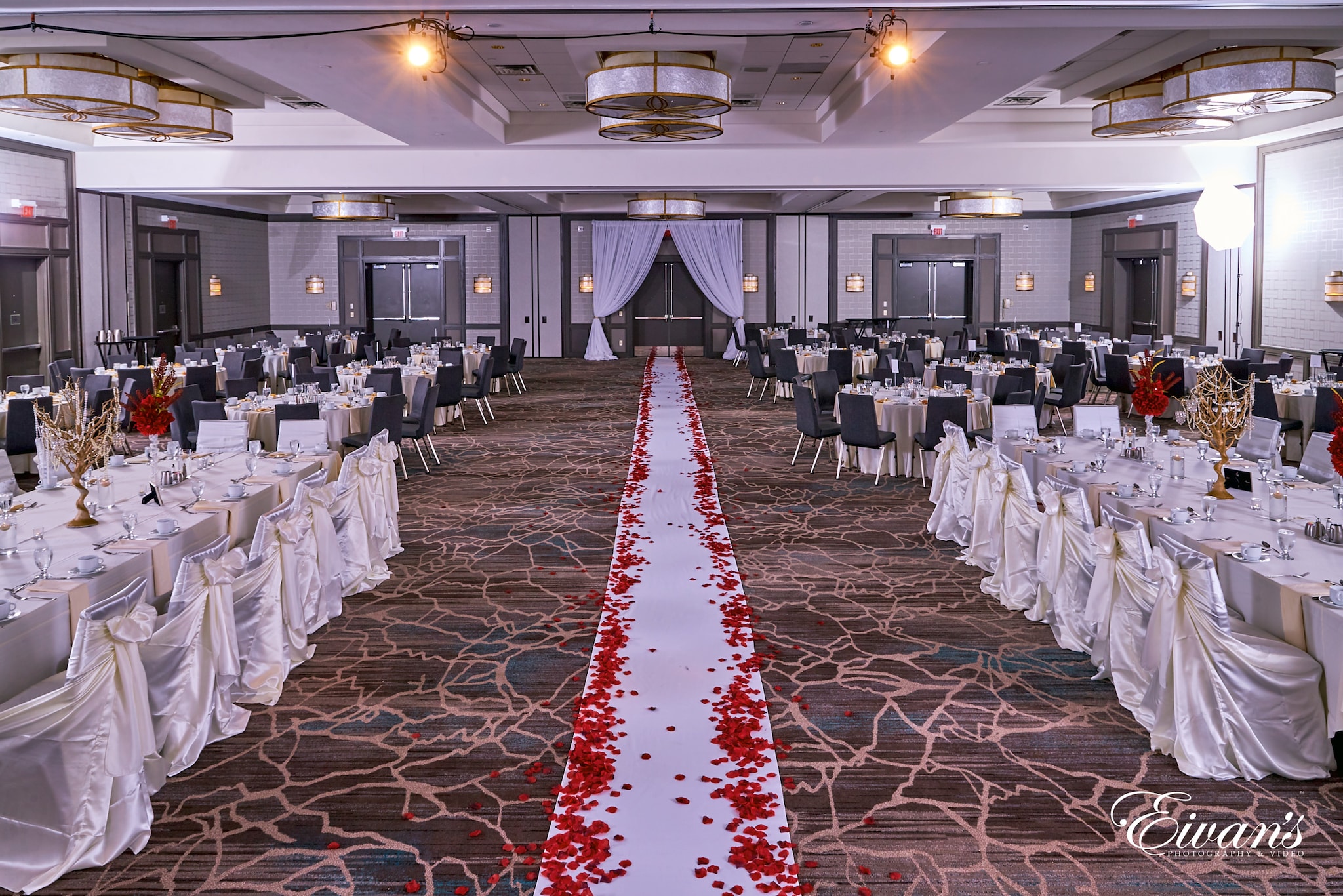 white and red table cloth on table