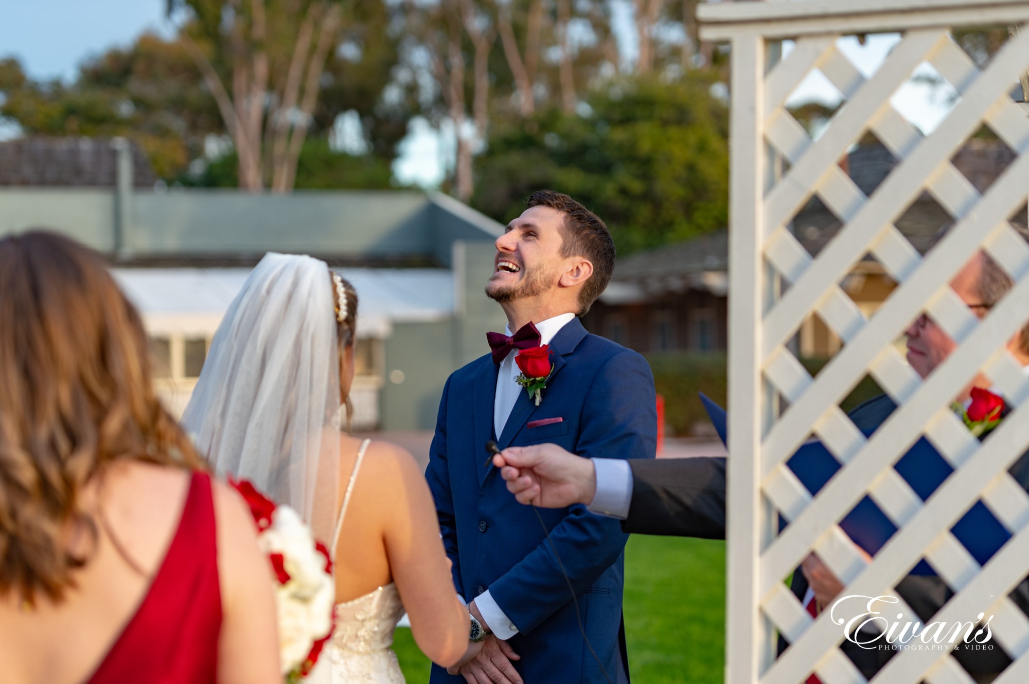 Man In Blue Suit Laughing Woman In White Wedding Dress Man In Blue Suit Laughing Woman In White Wedding Dress