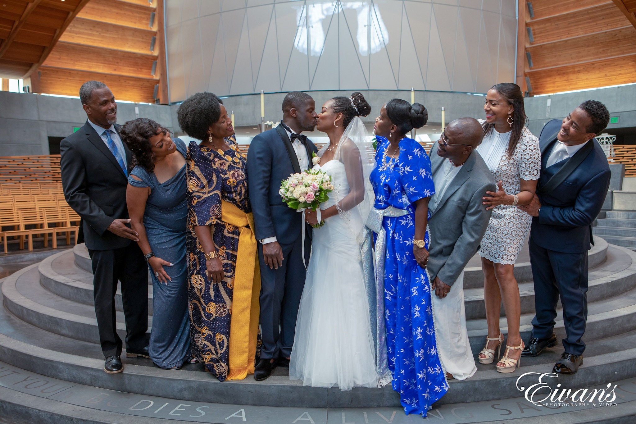 group of people standing on white floor tiles