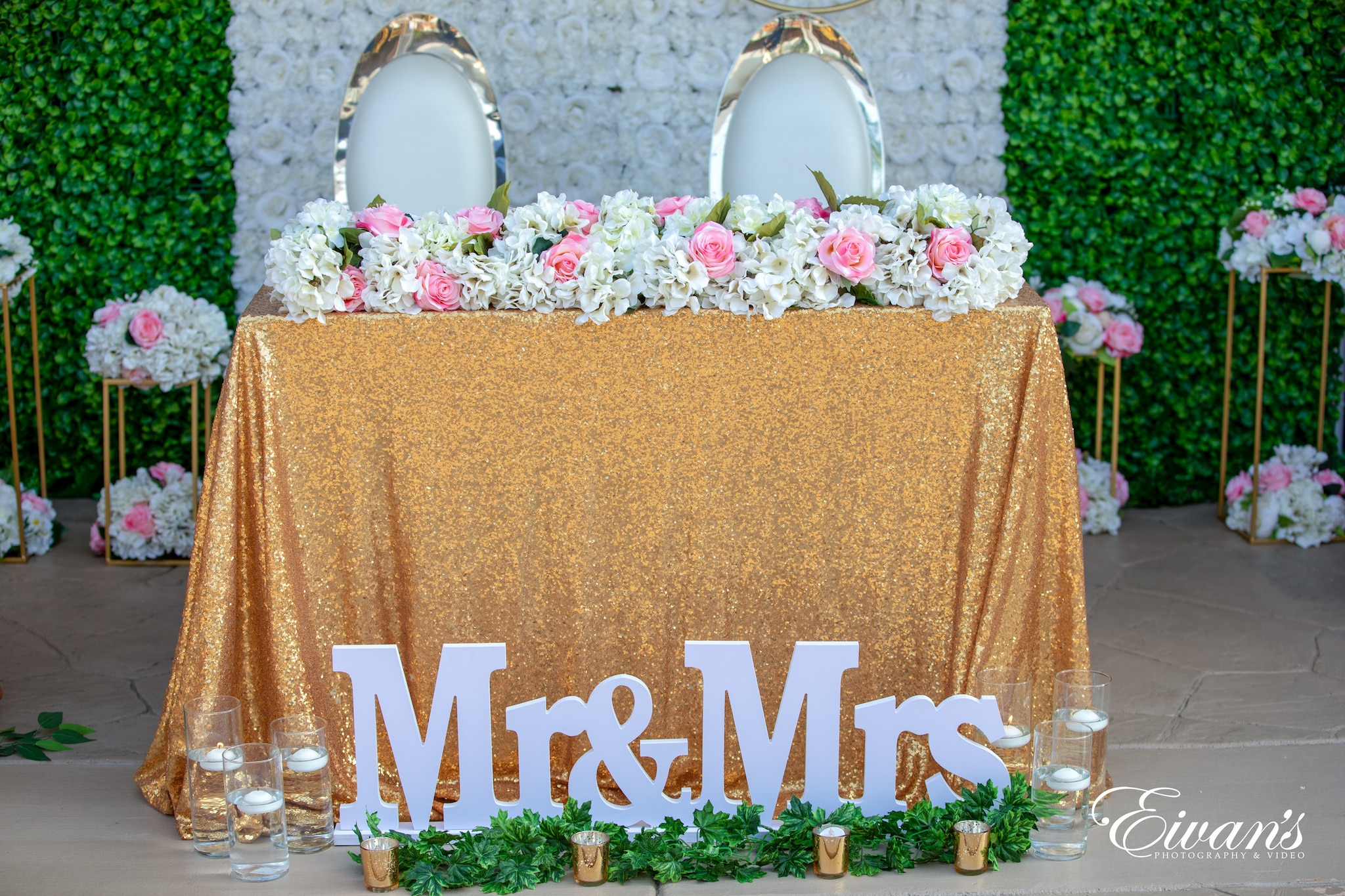 wedding table with flowers