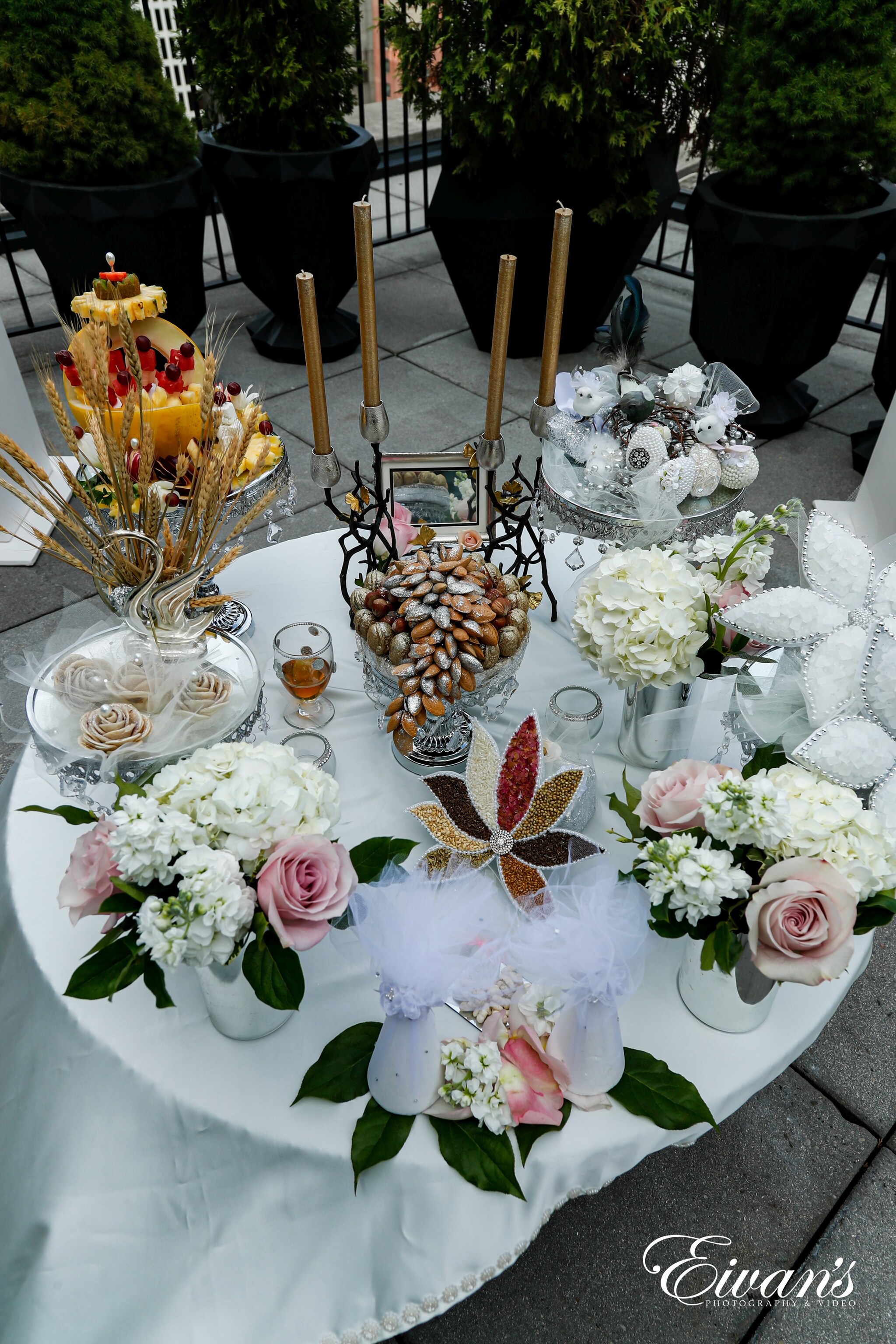 bouquet of flowers on white ceramic plate