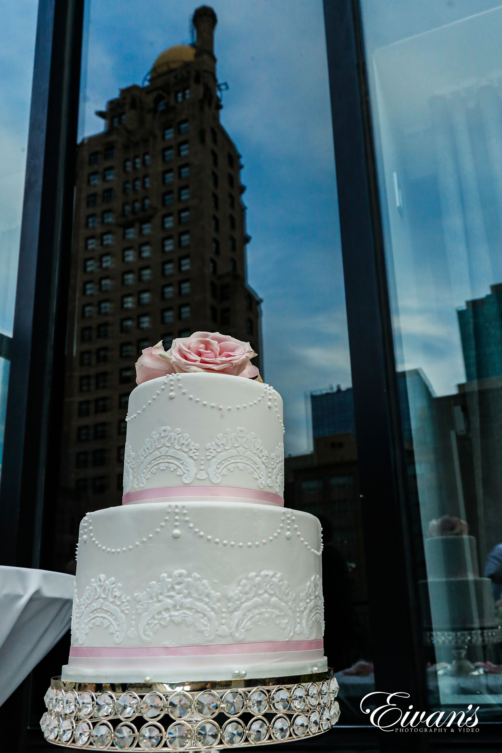 white floral wedding cake