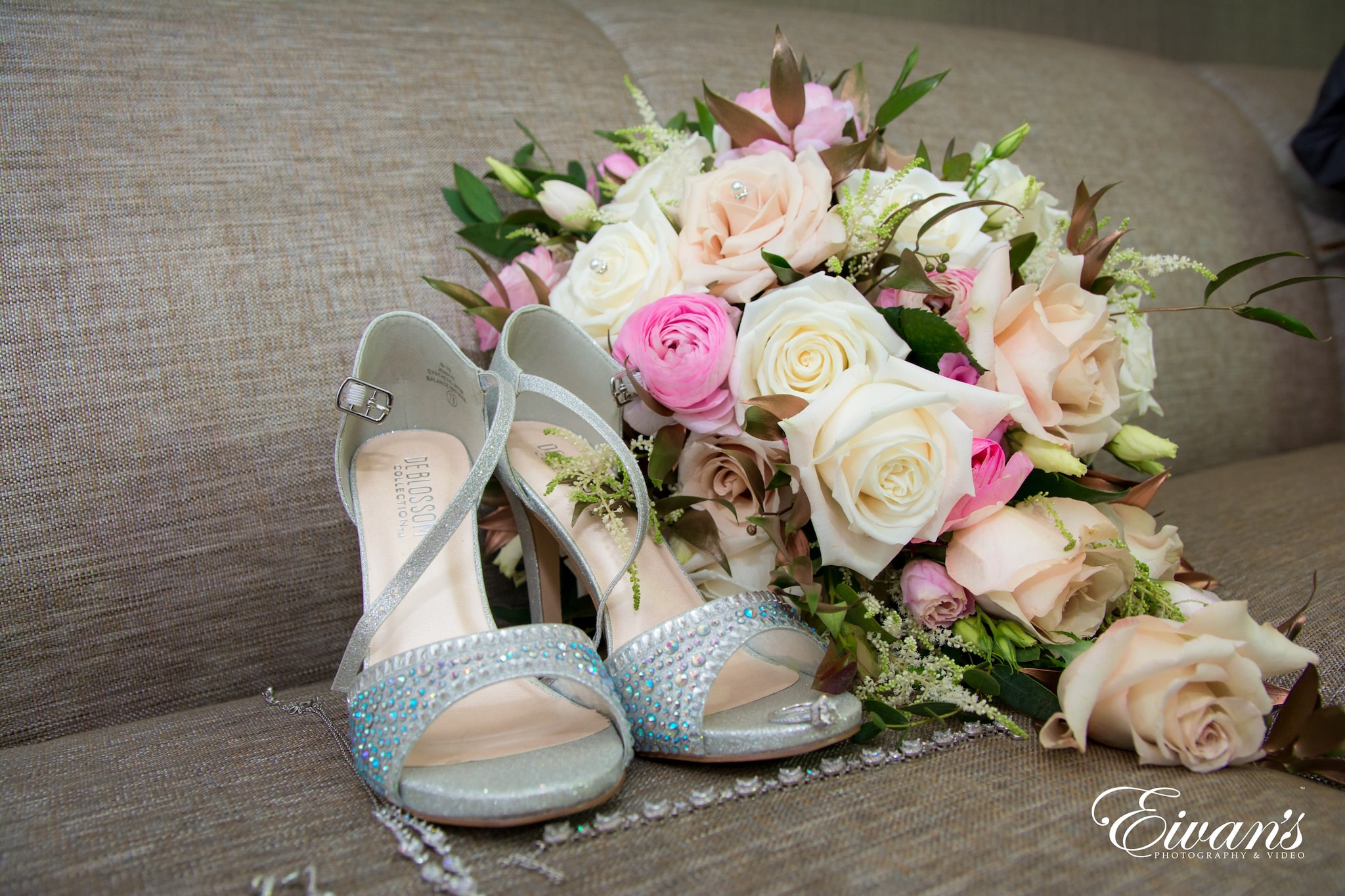 pink roses on blue and white polka dot peep toe sandals