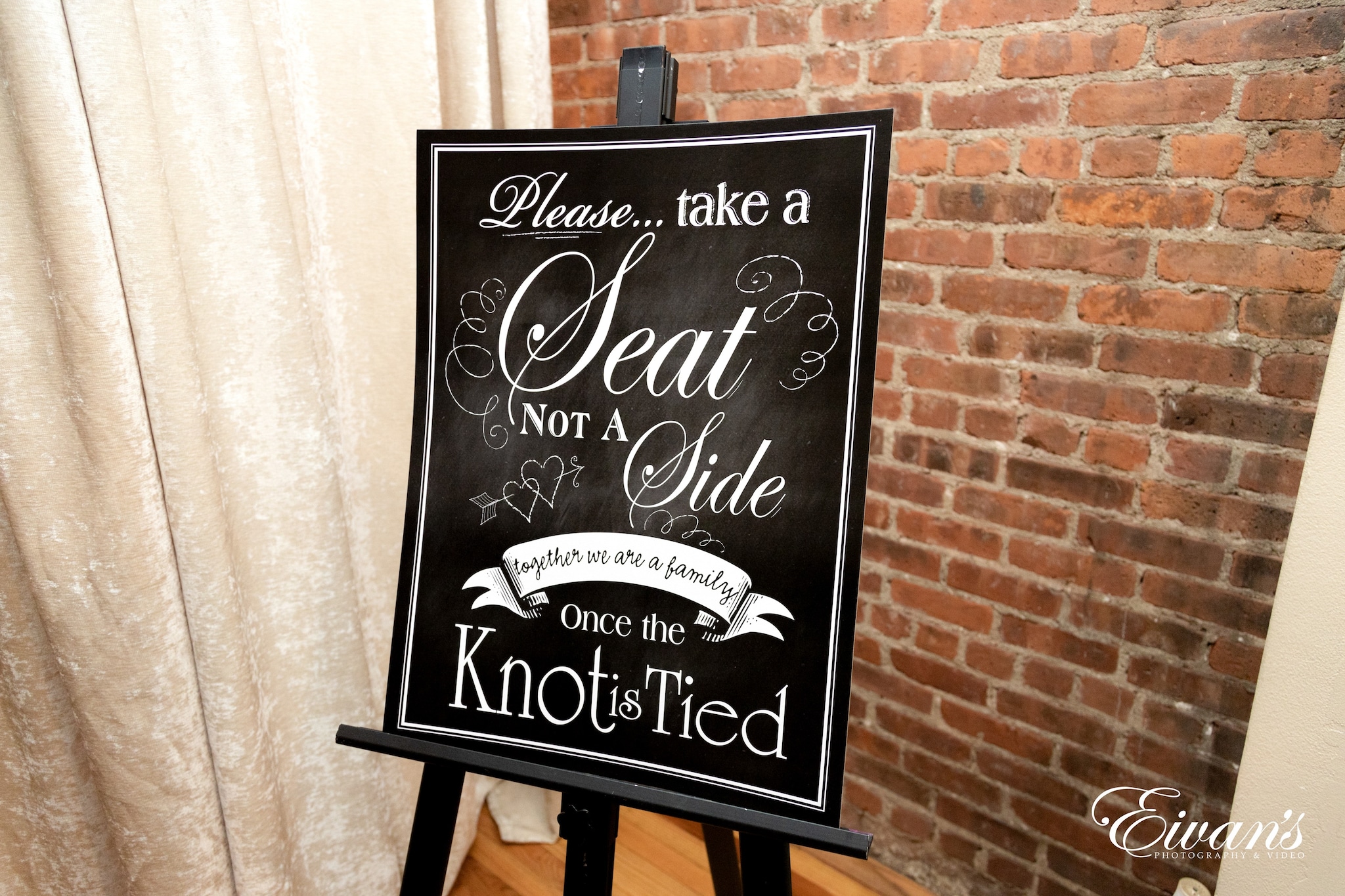 Wedding Reception Decor Seating Sign Pick a Seat Not a Side DIY Chalkboard  Decal 